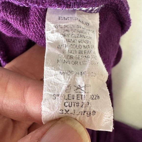 Emerald Women's Pull On Casual Sweatpants Elastic Waist Lightweight Purple 3X - Picture 7 of 12